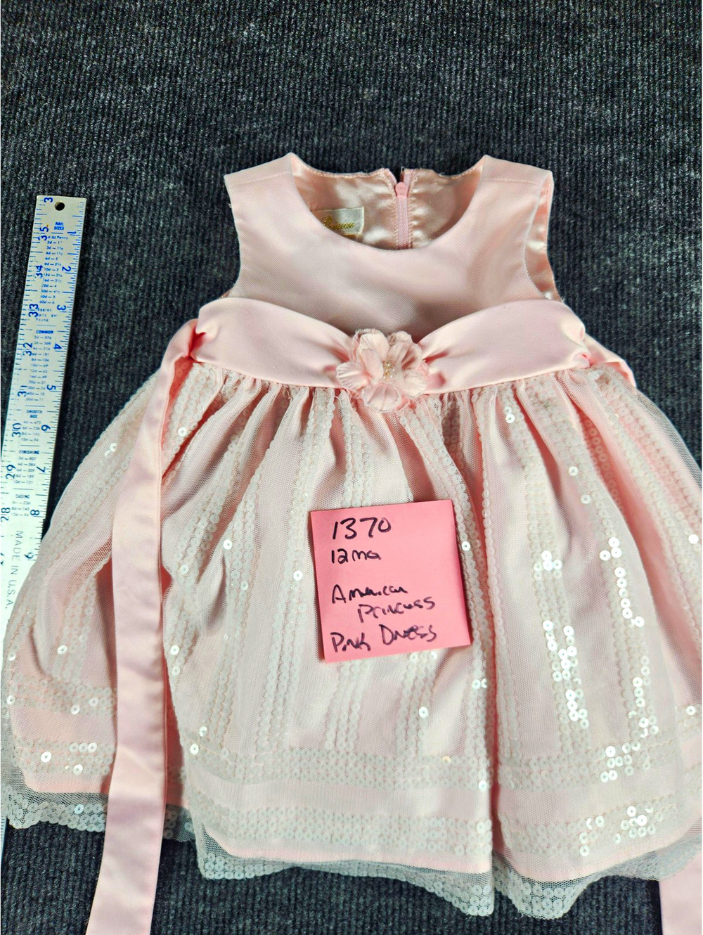 American Princess Girls Pink Sleeveless Sequin Tulle Party Dress Princess 9-12M